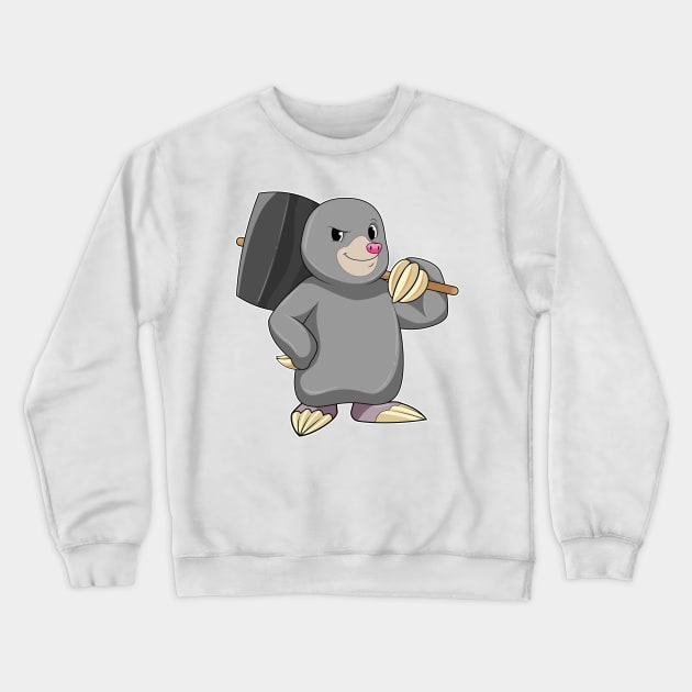 Mole as Handyman with Hammer Crewneck Sweatshirt by Markus Schnabel